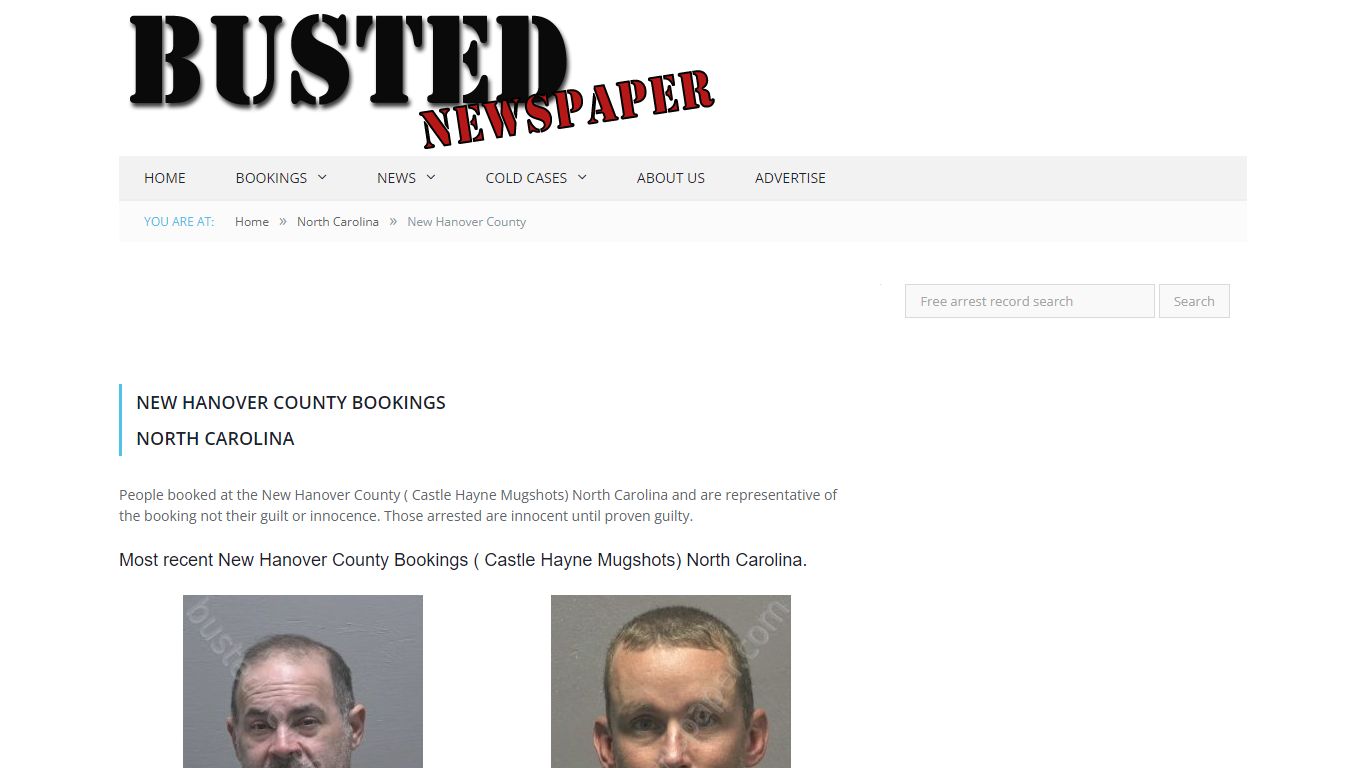 New Hanover County, NC ( Castle Hayne NC ) Mugshots - BUSTED NEWSPAPER